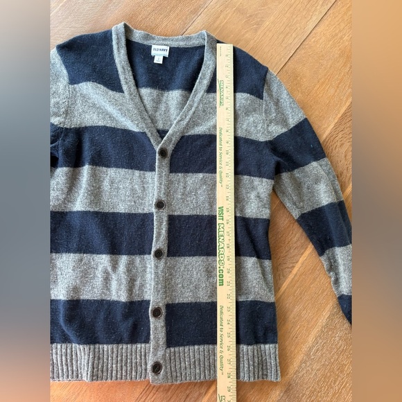 Old Navy Men's Large chunky Blue and Heather Gray Striped Cardigan-Super Nice! - Picture 4 of 6